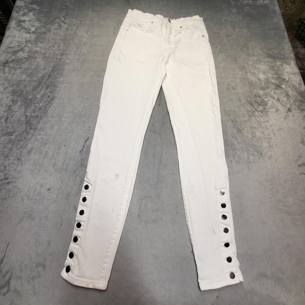 VERONICA BEARD‎ Jeans Womens 4 White Kate Skinny High Rise Snap Button Ankle